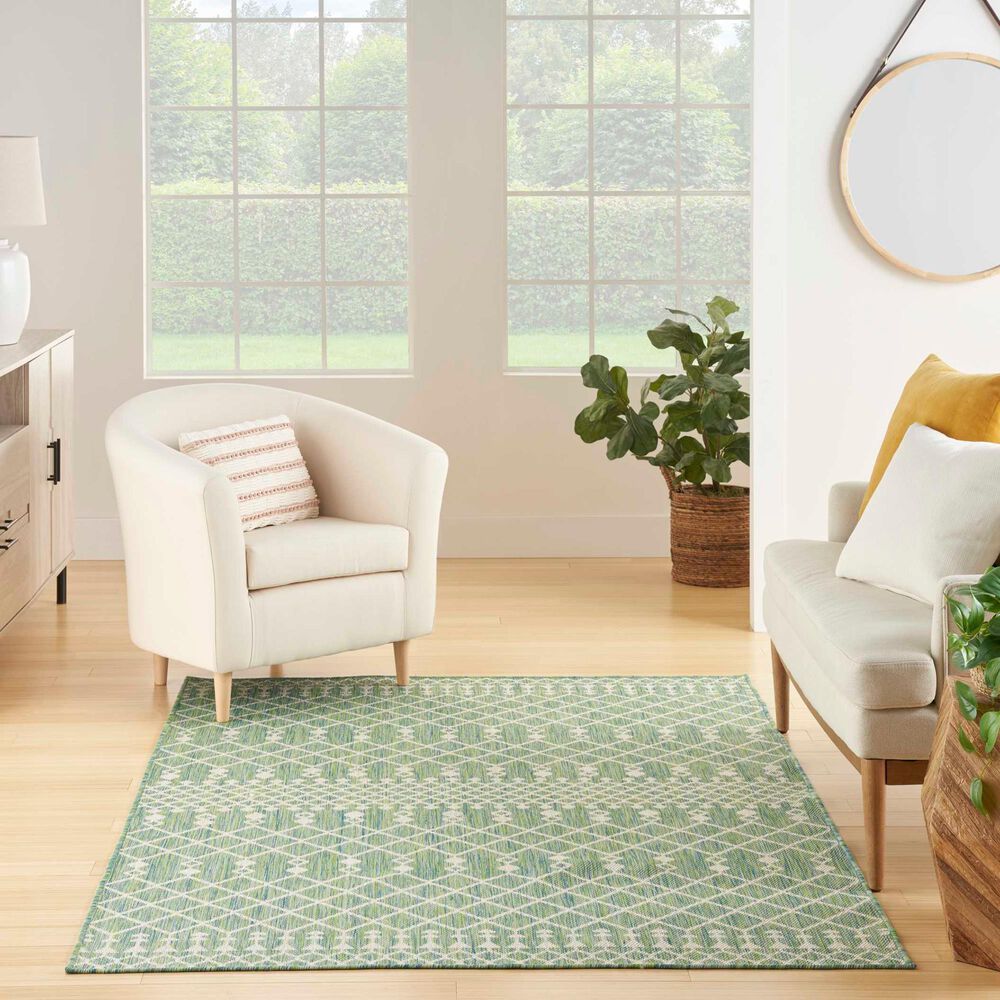 Nourison Positano Southwestern Blue and Green 5&#39; x 7&#39; Indoor/Outdoor Area Rug, , large