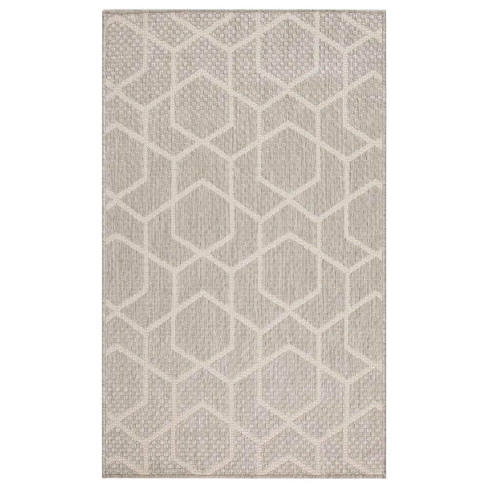 Nourison Horizon HOZ01 Grey 3" x 5" Indoor/Outdoor Area Rug, , large