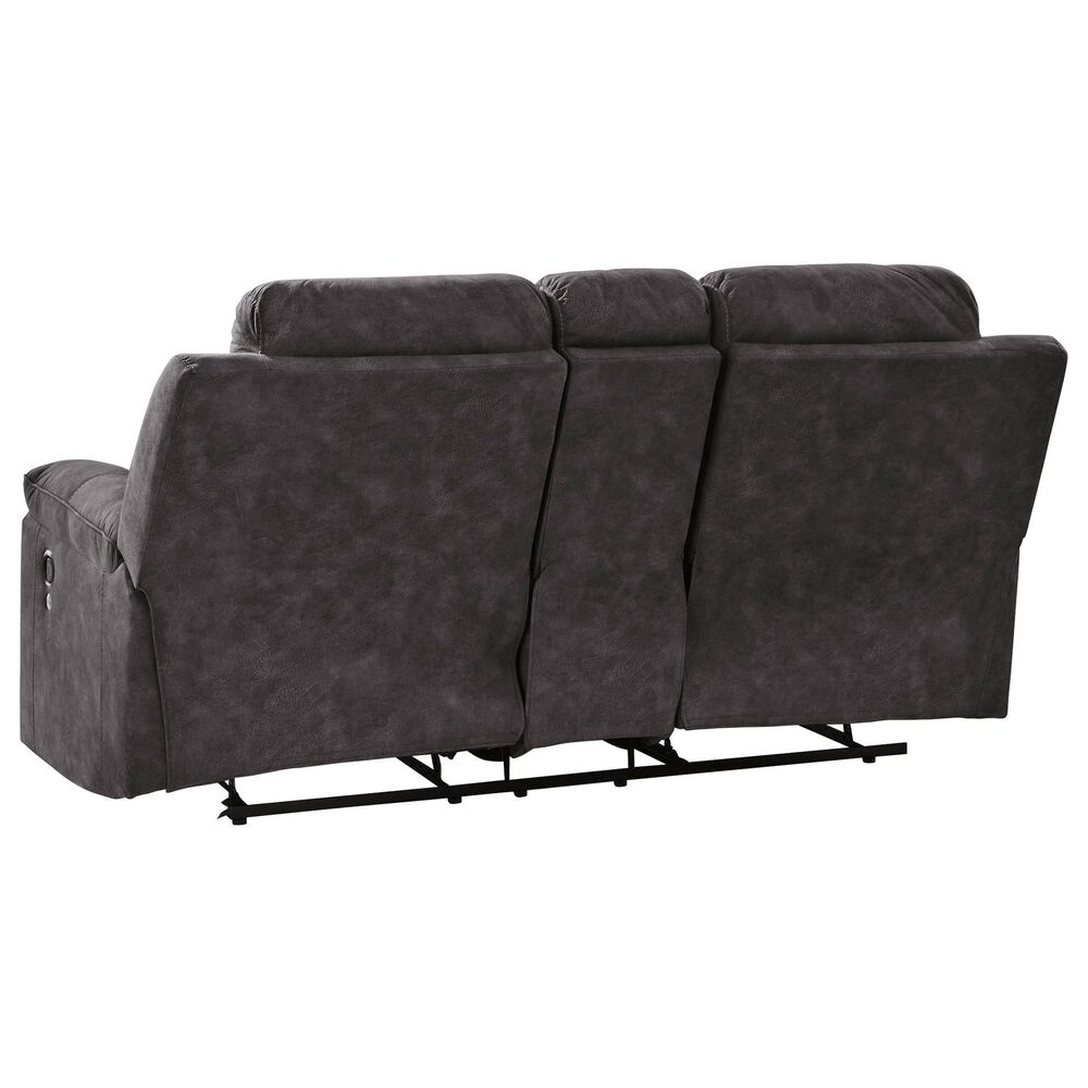 Ashley Brysonview Manual Double Reclining Loveseat with Console in Charcoal, , large