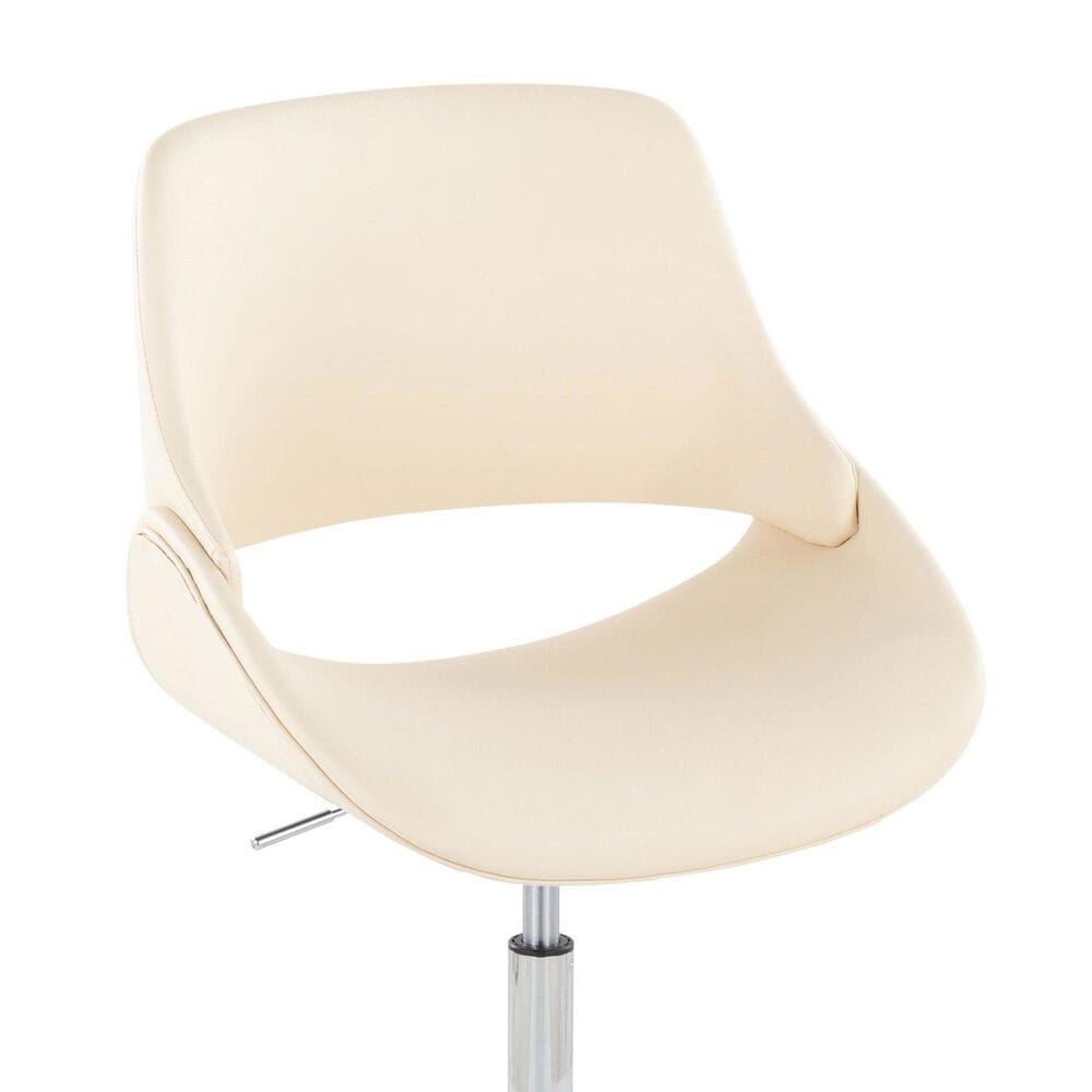 LumiSource Fabrico Swivel Office Chair with Cream Faux Leather Cushion in Chrome, , large