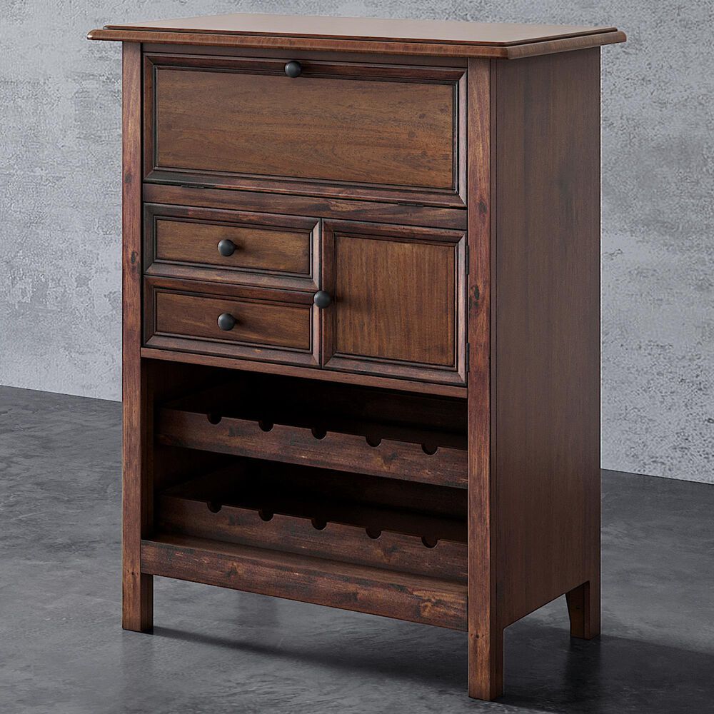 Sterling Timber 2-Drawer Wine Cabinet with Wine Racks in Brown, , large