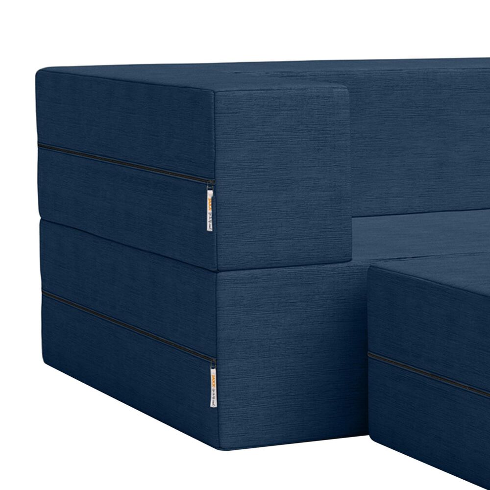 Jaxx Zipline 3-Piece Stationary Convertible Sleeper Loveseat in Indigo Velvet, , large
