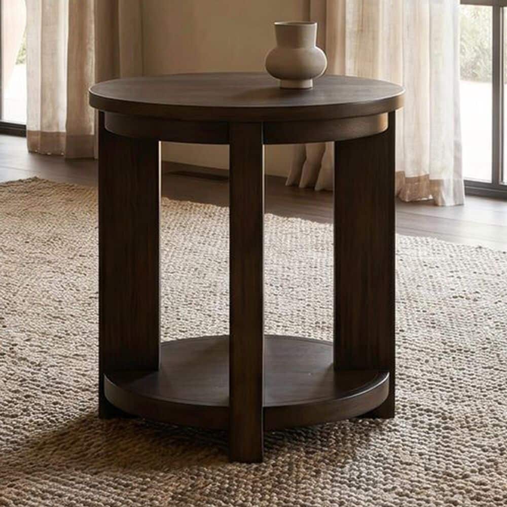 Belle Furnishings Stillwater Round End Table in Dark Truffle, , large