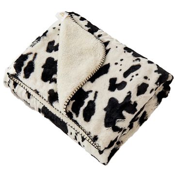 Duke Imports Cow Skin Sherpa Mink Plush Throw in Black and White, , large