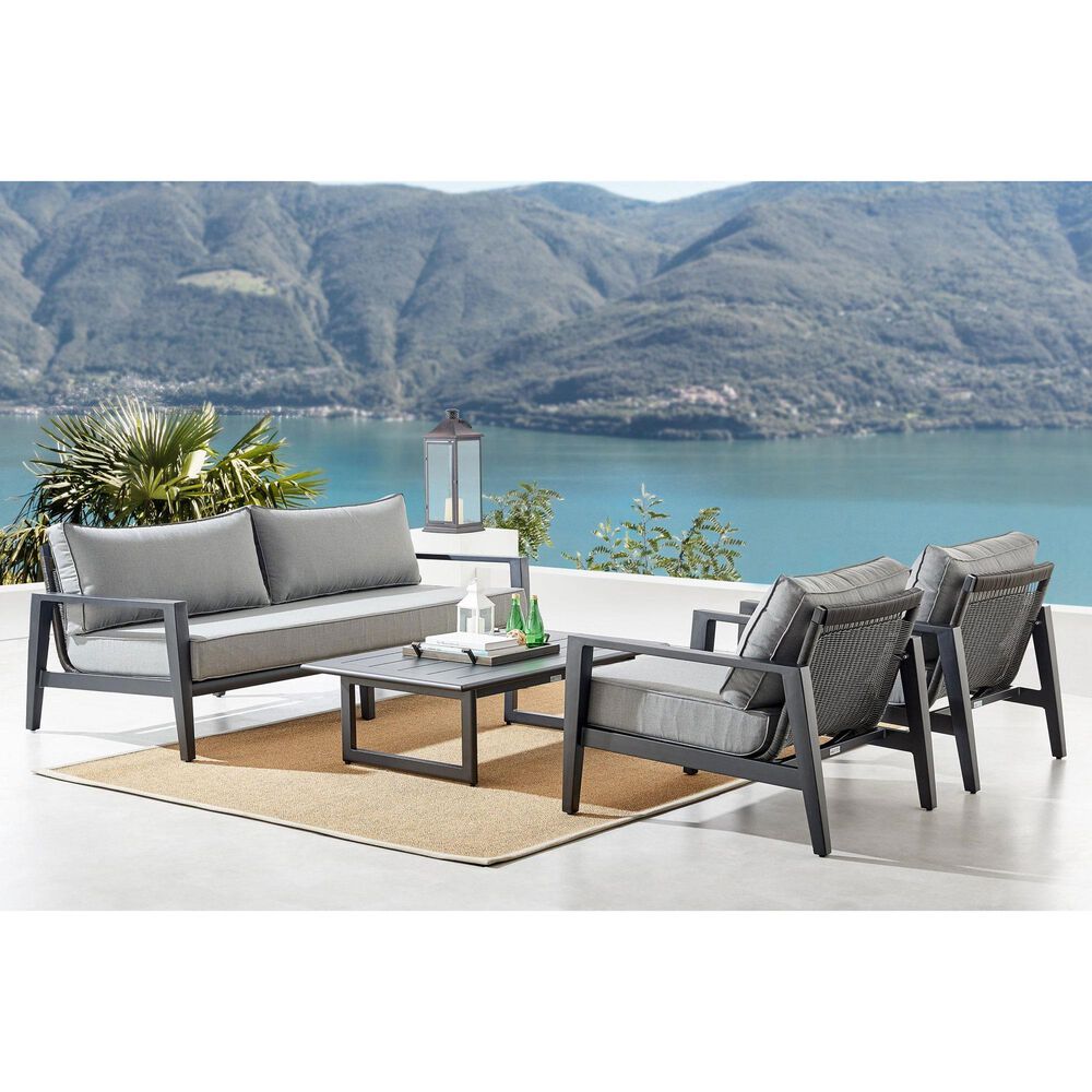 Blue River Grand 4-Piece Patio Conversation Set in Black, , large