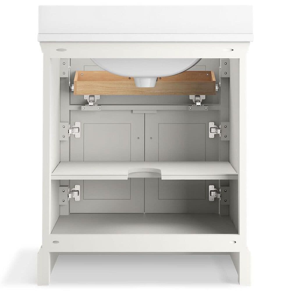 Kohler Charlemont 30&quot; Single Bathroom Vanity in White with 3 cm White Quartz Top and Rectangular Sink, , large