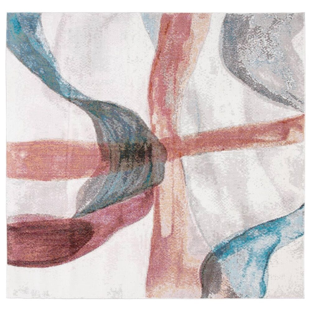 Safavieh Aria 6"6" Square Ivory and Plum Area Rug, , large