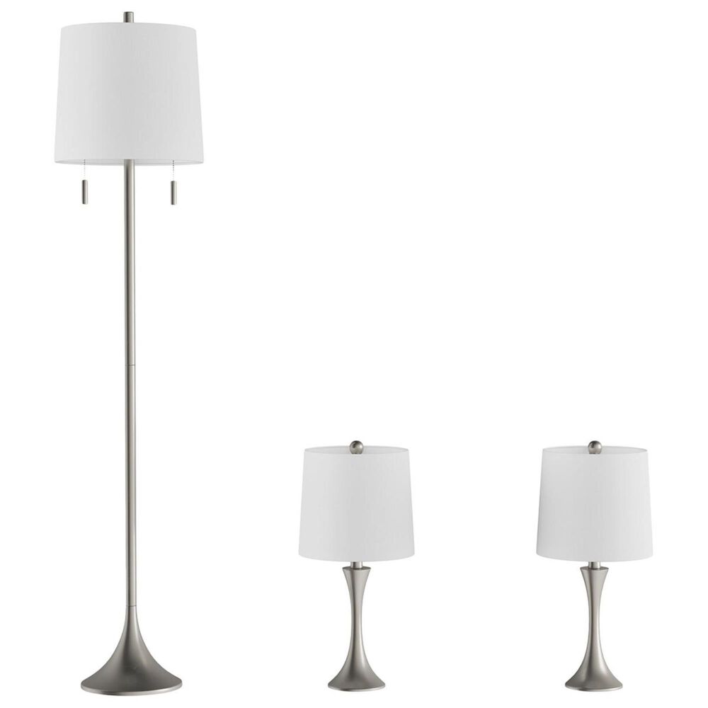 Timberlake Lavish Home 3-Piece Floor & Table Lamp Set in Brushed Silver (3-Piece Set), , large