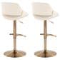 LumiSource Fabrico Swivel Adjustable Bar Stool with Cream Faux Leather Upholstery and Rounded T Footrest in Gold (Set of 2), , large