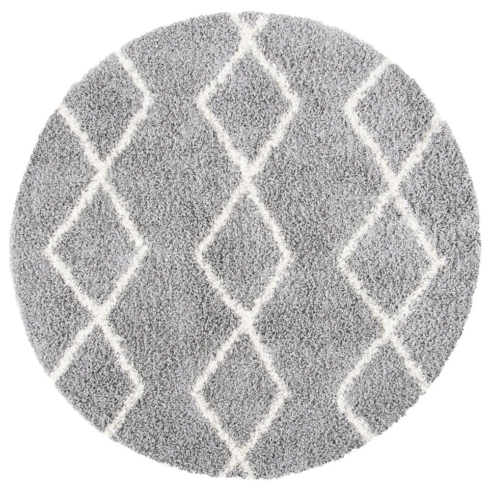 Safavieh Venus Shag VNS682J 6"7" Round Grey and Ivory Area Rug, , large