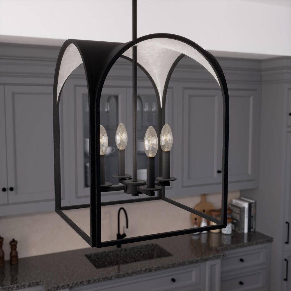 Hunter Dukestown 15&quot; 4-Light Lantern Pendant in Natural Iron and Gold Leaf, , large