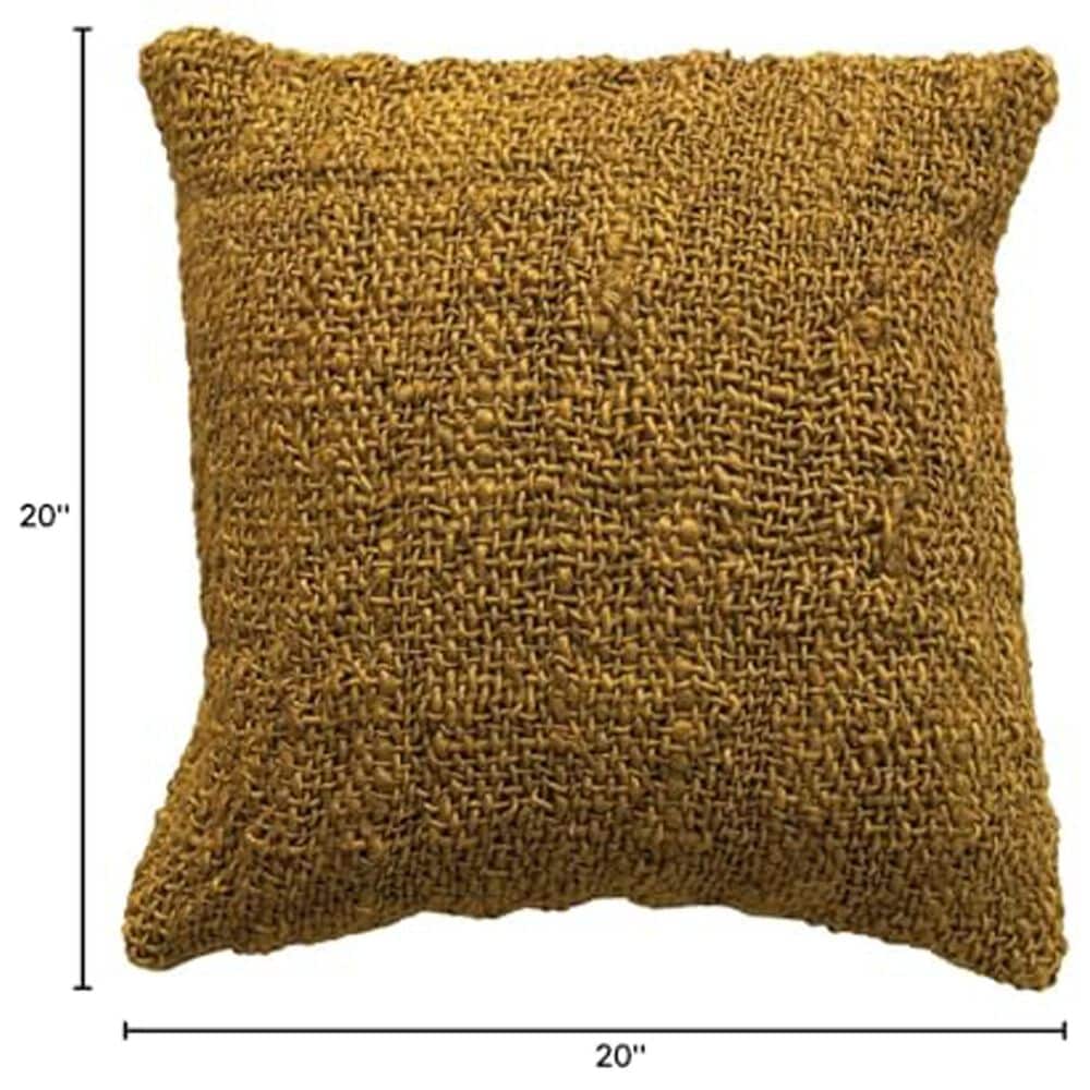 Teak Interiors 20&quot; x 20&quot; Woven Cotton and Jute Throw Pillow in Green, , large