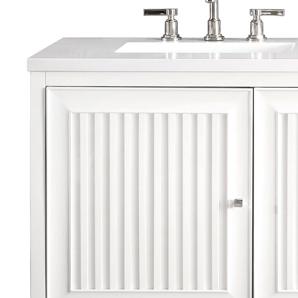 James Martin Vanities Athens 60" Single Bathroom Vanity in Glossy White with 3 cm White Zeus Quartz Top and Rectangular Sink, , large