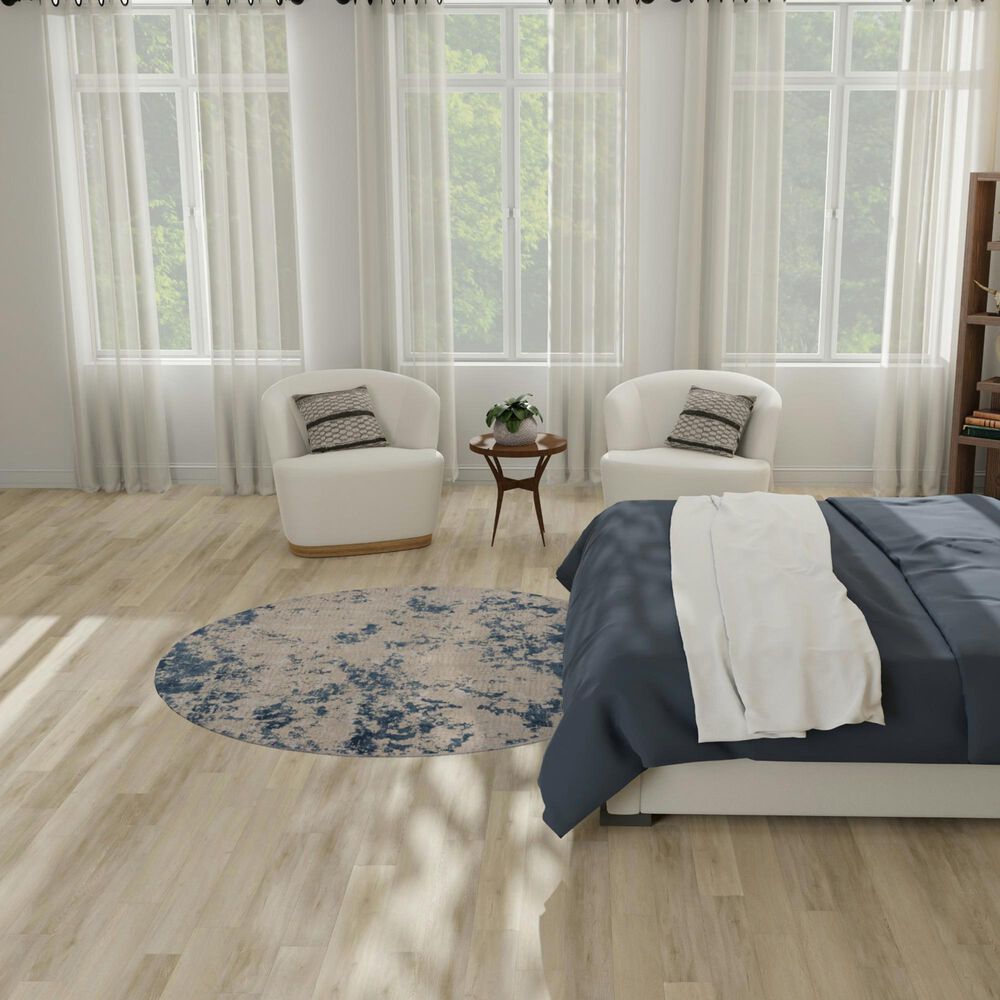 Nourison Rustic Textures RUS16 Grey and Blue 7&#39;10&quot; Round Area Rug, , large