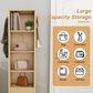 GigaCloud Rotating Jewelry Cabinet with Full-length Mirror, Coat Rack and Shelves in Walnut, , large