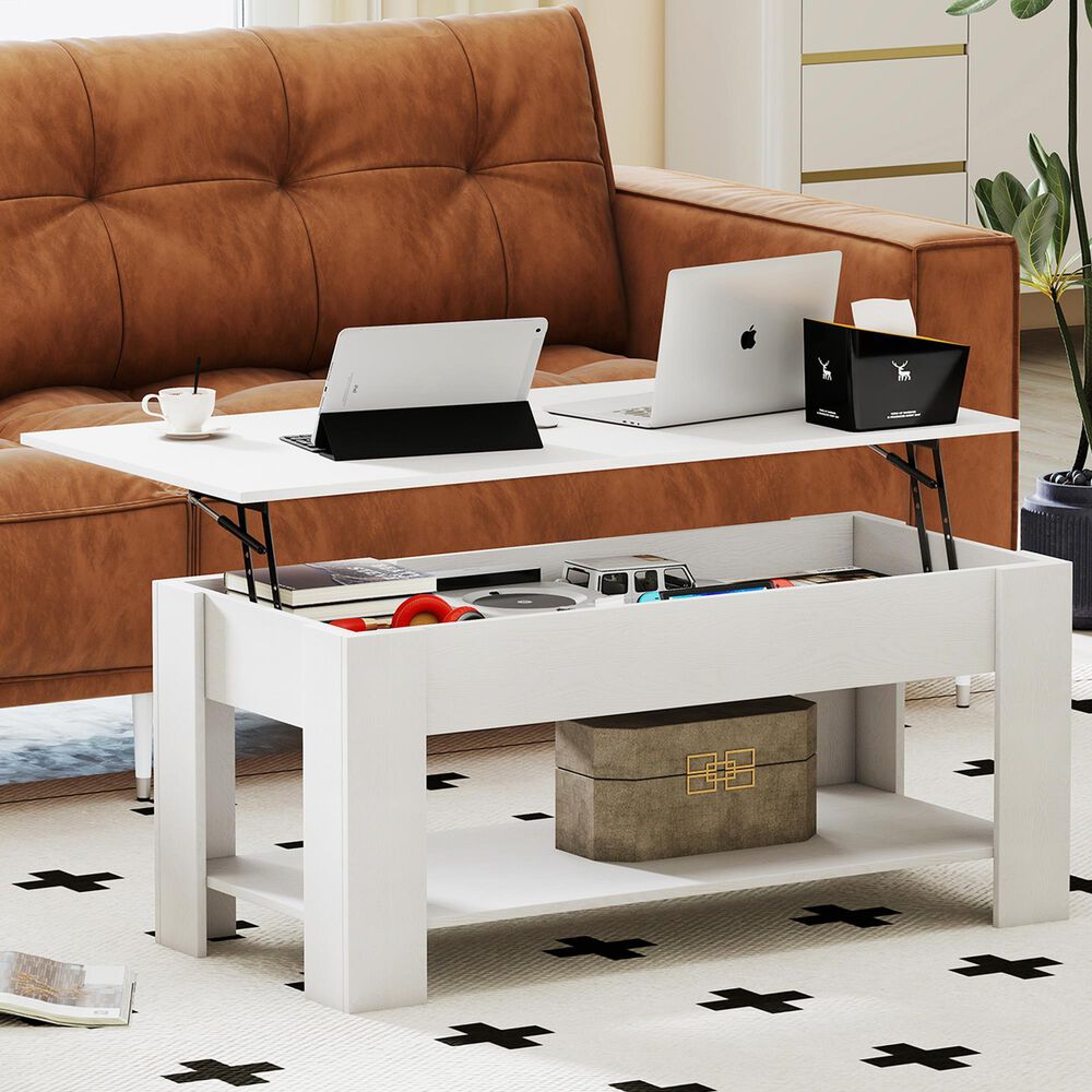 FDW Lift Top Coffee Table in White, , large