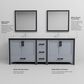 Lexora Home Ziva 84" Double Bathroom Vanity in Dark Grey with 2 cm White Quartz Top and Rectangular Sinks, , large