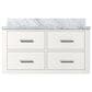Lexora Home Castor 36" Single Bathroom Vanity in White with 2 cm White Carrara Marble Top and Rectangular Sink, , large