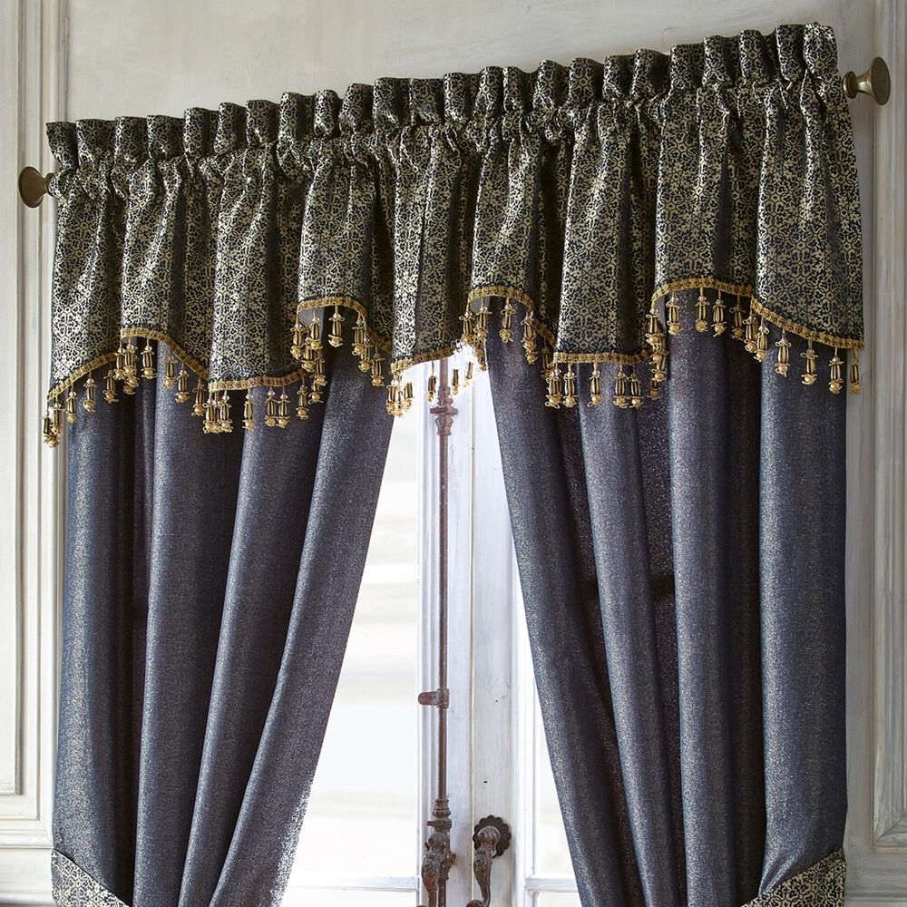 BCP Home Waterford Vaughn Valance in Navy and Gold, , large