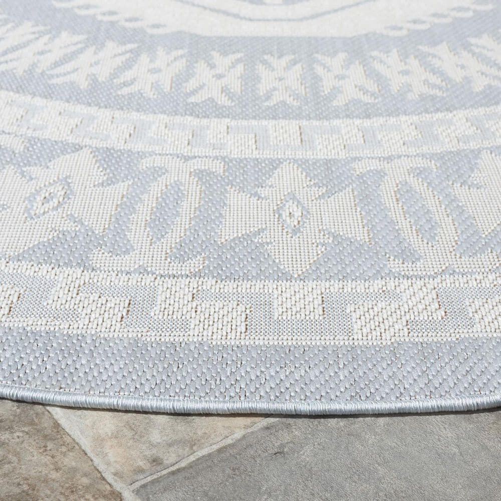 Safavieh Martha Stewart Cyprus 6&#39;7&quot; Round Aqua and Blue Ivory Area Rug, , large