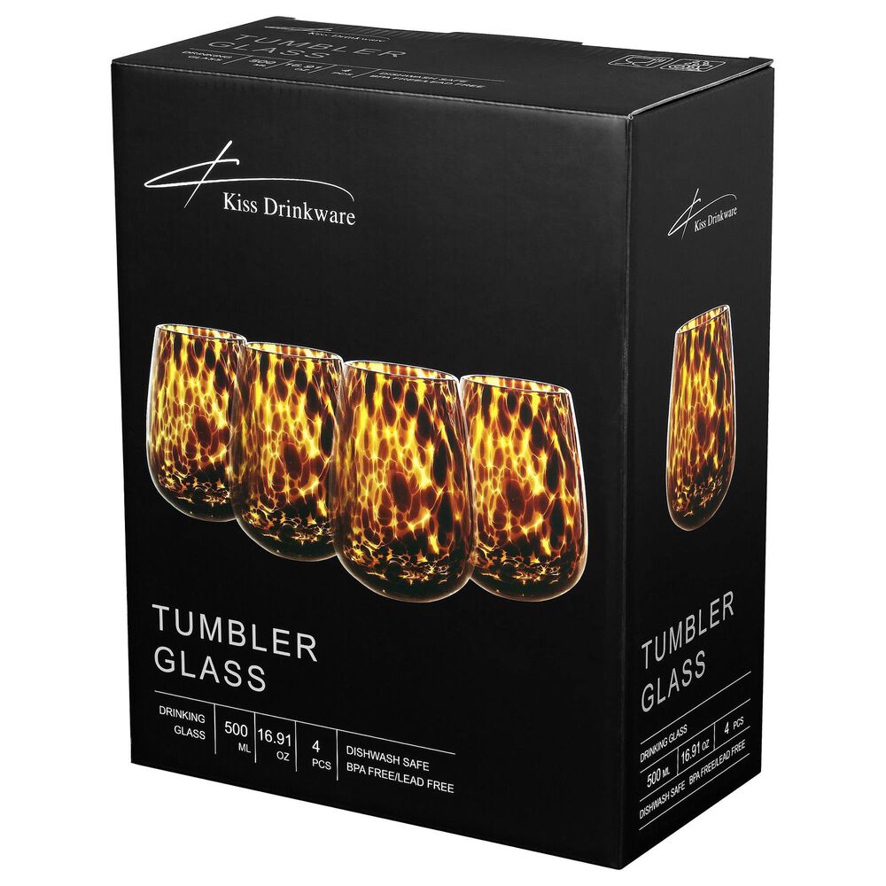 Gifts Plus 16.91 Oz Stemless Wine in Tortoise (Set of 4), , large