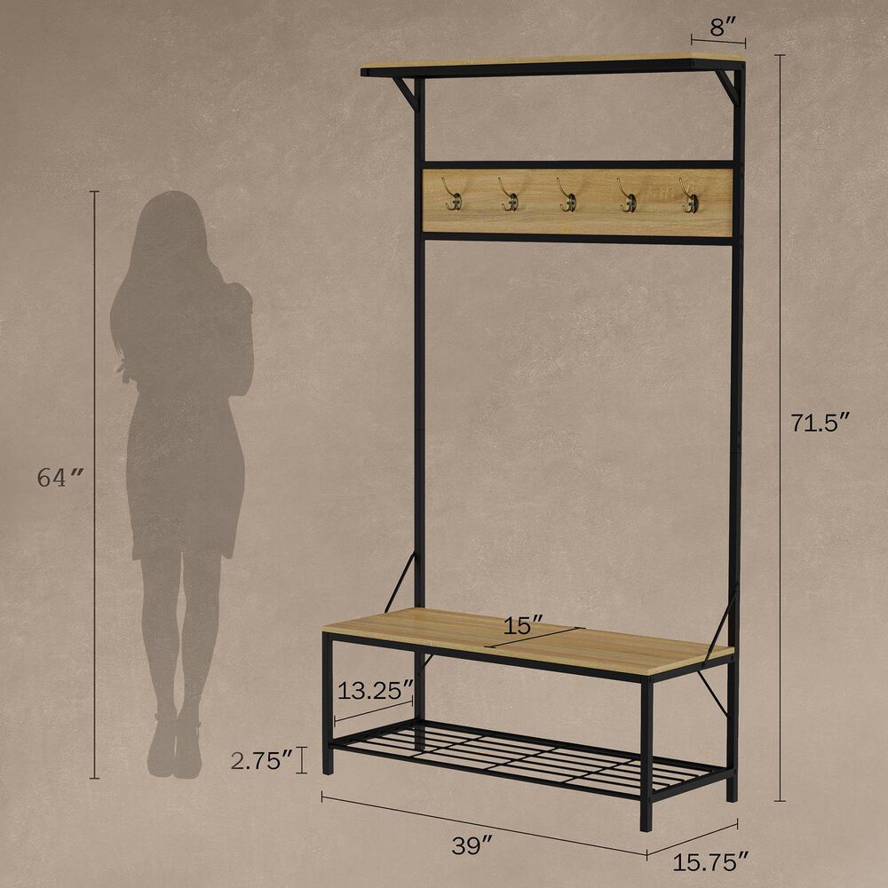 Timberlake Hastings Home Entryway Storage Bench in Weathered Sand NFM