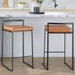 Lumisource Fuji Stackable Counter Stool with Camel Faux Leather Cushion in Black (Set of 2), , large