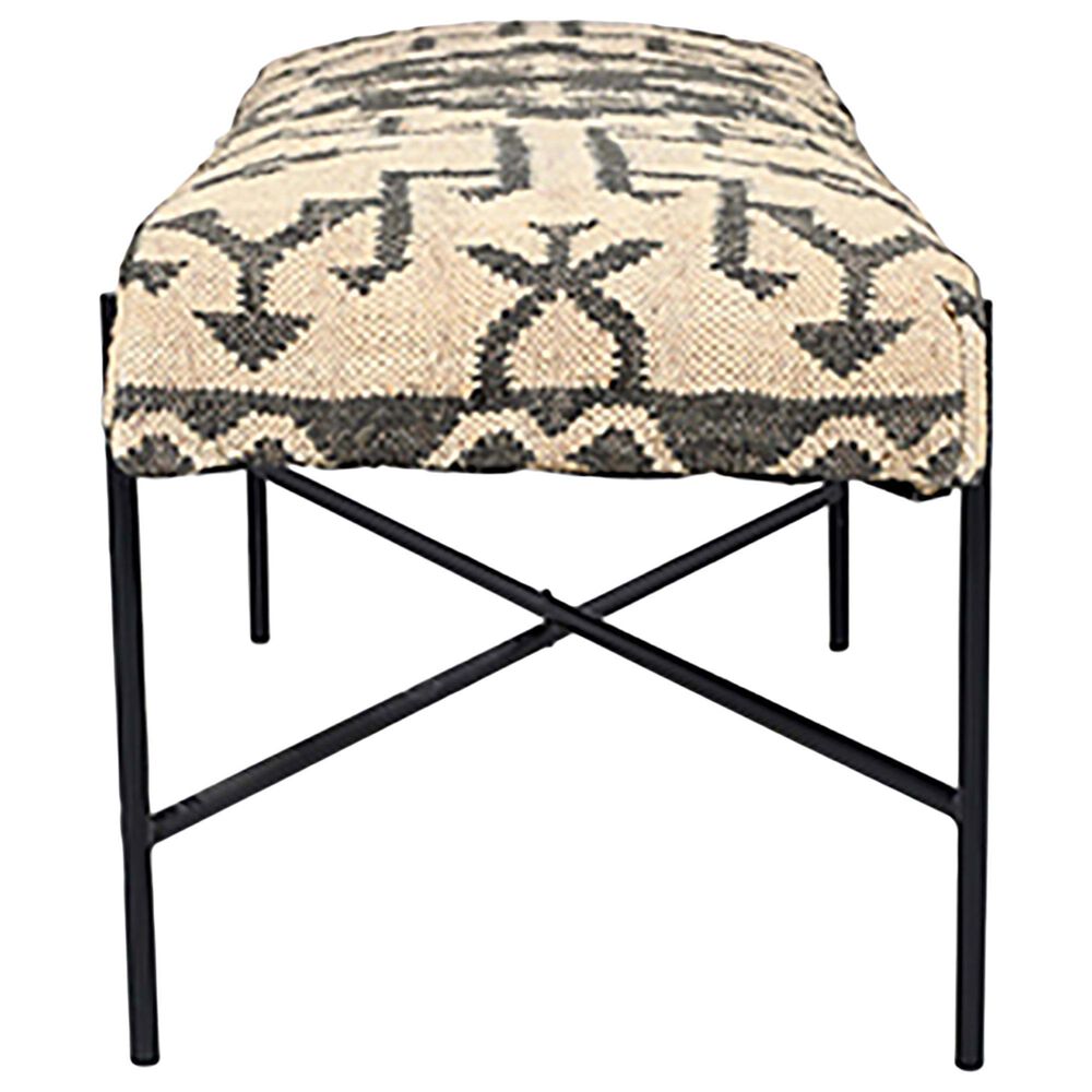 L.R. Home Barkley 48&quot; Bench with Cream Cushion in Black, , large