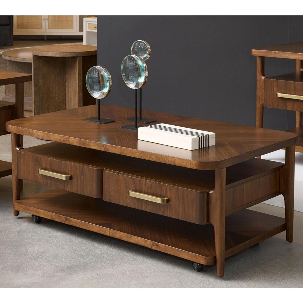Riverside Furniture Delia 2-Drawer Cocktail Table in Nouveau Walnut, , large