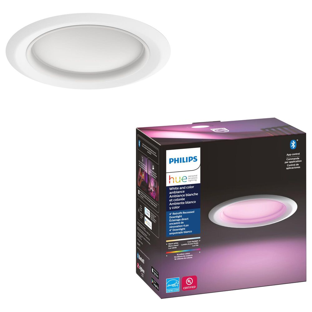 Philips Hue 4" White and Color Downlight in White, , large
