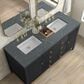 James Martin Vanities Myrrin 60" Double Vanity in Carbon Oak with 3 cm Parisien Bleu Quartz Top, , large