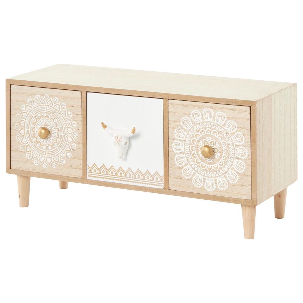 Maple and Jade 13" x 6" Eclectic Wood Jewelry Box Light Brown, , large