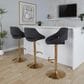 LumiSource Fabrico Swivel Adjustable Bar Stool with Charcoal Noise Fabric Upholstery and Rounded T Footrest in Gold (Set of 2), , large