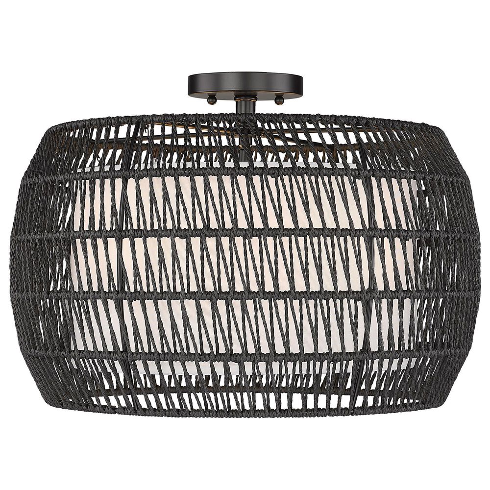 Golden Lighting Everly 4-Light Semi-Flush in Black/Matte Black Rattan, , large