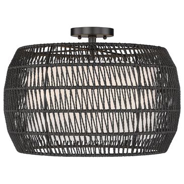 Golden Lighting Everly 4-Light Semi-Flush in Black/Matte Black Rattan, , large