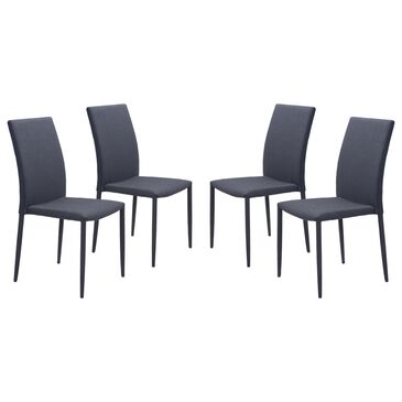 Zuo Modern Confidence Mid-Century Modern Dining Chair in Black (Set of 4), , large