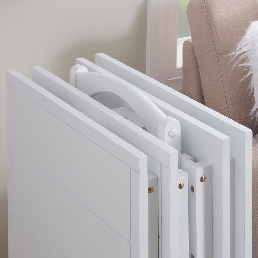 Linon Home Decor Lisbon Folding TV Tray Table Set with Stand in White (Set of 4), , large