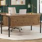 Hawthorne Furniture Norcross 60" Half Pedestal Desk in Hickory and Black, , large