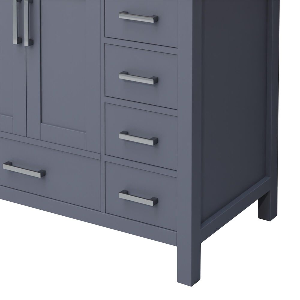 Lexora Home Jacques 36" Left Offset Single Bathroom Vanity in Dark Grey with 2 cm White Cultured Marble Top and Rectangular Sink, , large