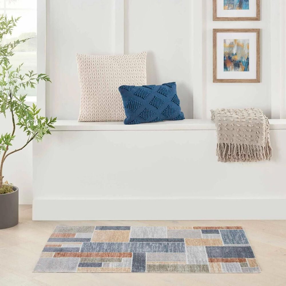 Nourison Astra Machine Washable Geometric 3&#39;3&quot; x 5&#39; Multicolor Area Rug, , large