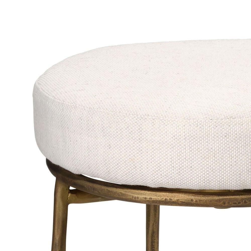 Jamie Young Ashbourne Bar Stool with Ivory Upholstery in Antique Brass, , large