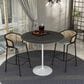 Leisuremod LeisureMod Verve Collection Modern Bar Height Table White Base with 48 Round Black Marbelized Sintered Stone Top, , large