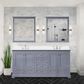 Lexora Home Dukes 72" Double Bathroom Vanity in Dark Grey with 2 cm White Cultured Marble Top and Rectangular Sinks, , large