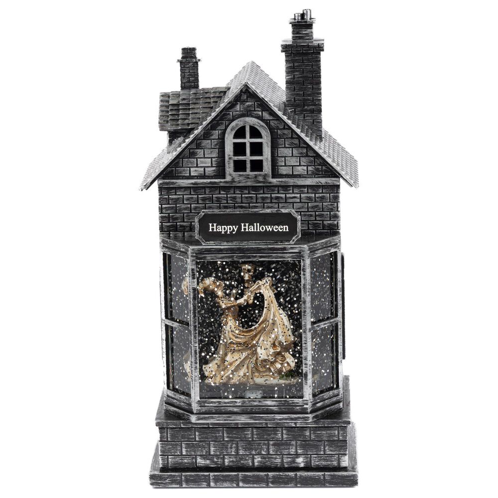 The Gerson Company 2-Piece Spinning Water Globe Halloween House Set, , large