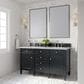 James Martin Vanities Brittany 60" Double Bathroom Vanity in Black Onyx with 3 cm Victorian Silver Quartz Top and Rectangular Sinks, , large