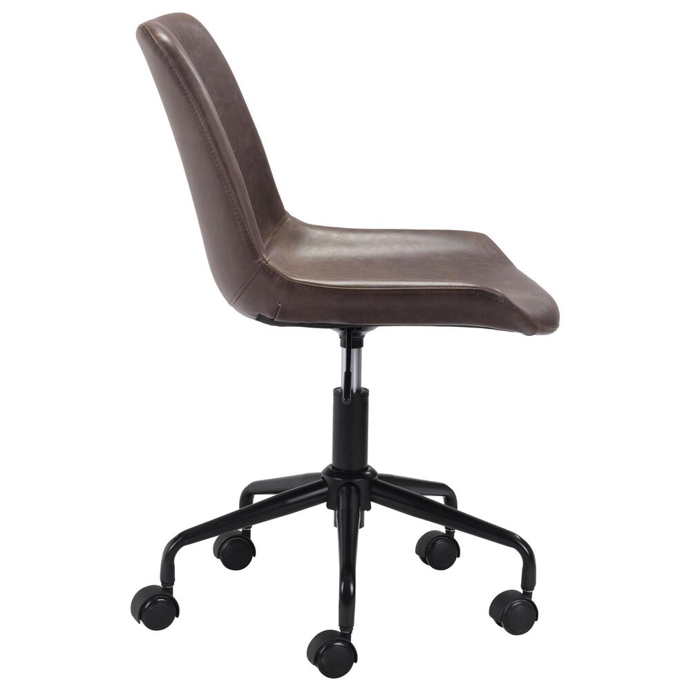 Zuo Modern Byron Office Chair in Brown and Black, , large