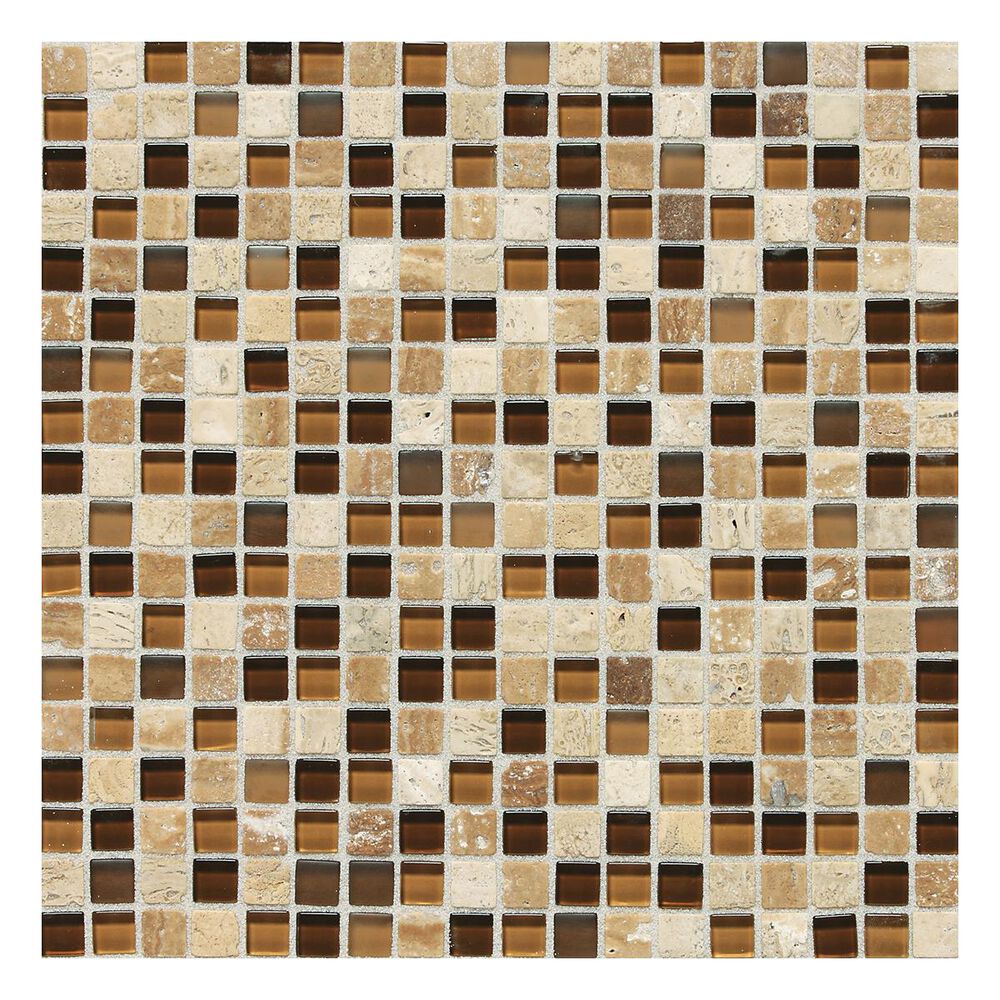 Dal-Tile Stone Radiance 5/8" x 5/8" Slate Mosaic Tile in Caramel Travertine, , large