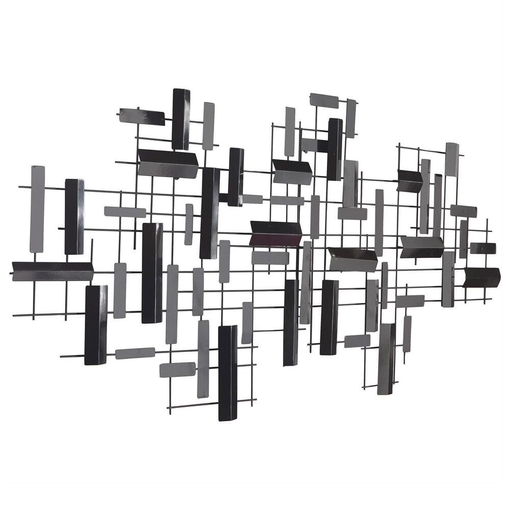 Maple and Jade 30" x 60" Geometric 3D Stripes Wall Decor in Matte Black, , large