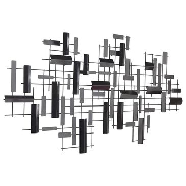 Maple and Jade 30" x 60" Geometric 3D Stripes Wall Decor in Matte Black, , large