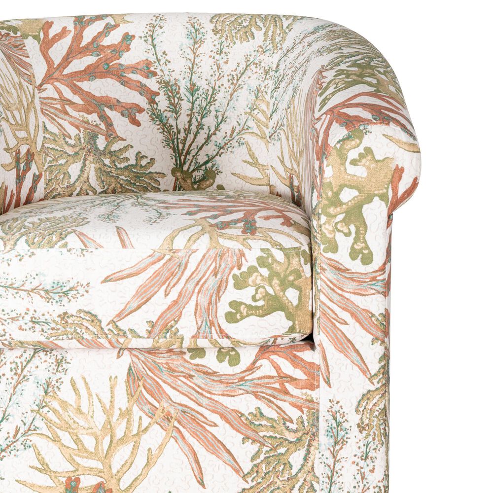 Linon Home Decor Bonnie Swivel Club Chair in Ocean Green, Orange and White, , large